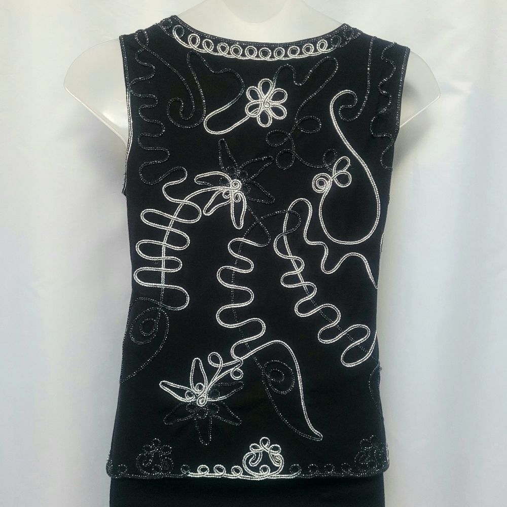 Lauren Michelle Tank Top Sparkle Braided Embellishments Silver Bling Large New - Picture 4 of 9